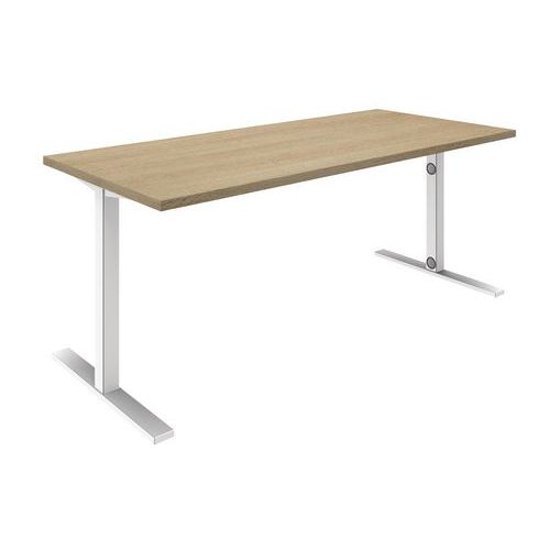 Quadrifoglio - Bureau droit IDEA L 180 cm Chêne - Plateau Mélaminé 30mm - Piétement Métal Blanc - Style Classique
