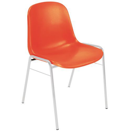 Chaise Coque Piètement Alu Orange