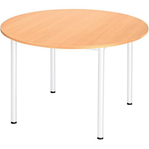 Table Ronde 4 Pieds 100 Diamètre Hetre/blanc