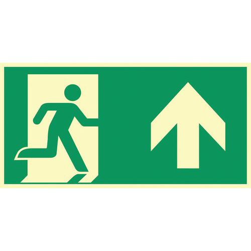 Panneau d'évacuation PVC photoluminescent "Tout droit" L300 x H150mm Rigide