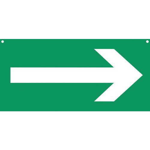 Panneau PVC Signalisation Évacuation Flèche Recto/Verso L600 x 300mm Norme ISO 7010