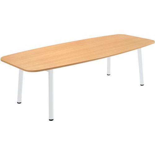 Table De Reunion Congres Tonneau Hetre / Blanc