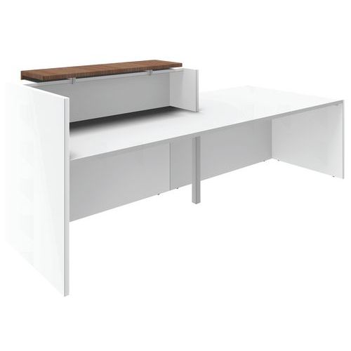 Comptoir Avec Bas Gauche L 286 Cm Noyer/blanc