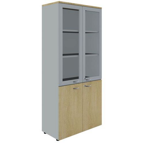 Armoire Haute Portes Vitrees Hauteur 200 Cm Chene Clair