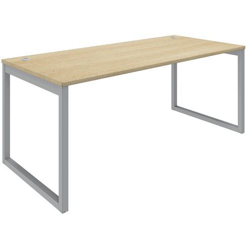 Quadrifoglio - Bureau droit Air 180x80 cm Chêne Clair - Plateau Mélaminé - Piétement Gris - Style Contemporain