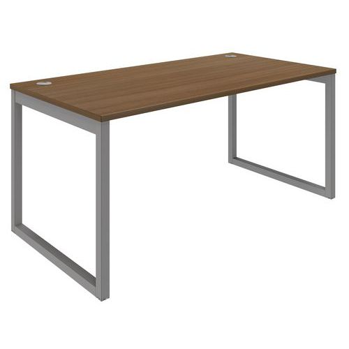 Quadrifoglio - Bureau droit Air 160x80 cm Noyer Gris - Plateau Mélaminé Contemporain - Idéal Espace de Travail