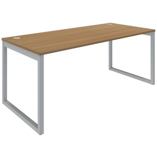 Quadrifoglio - Bureau droit Air 180x80 cm Noyer Gris - Contemporain et Fonctionnel