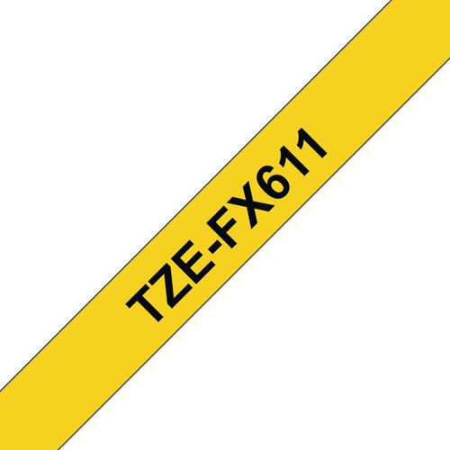 Ruban Brother_tzefx 611 6mm Laminé Flexible Noir/jaune