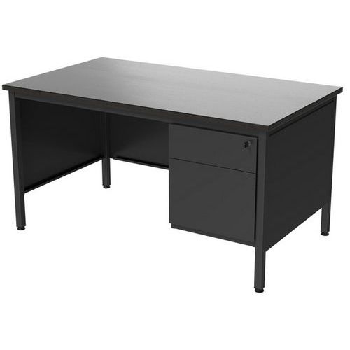 Bureau Min L160 Noir Avec Caisson Confort 2
