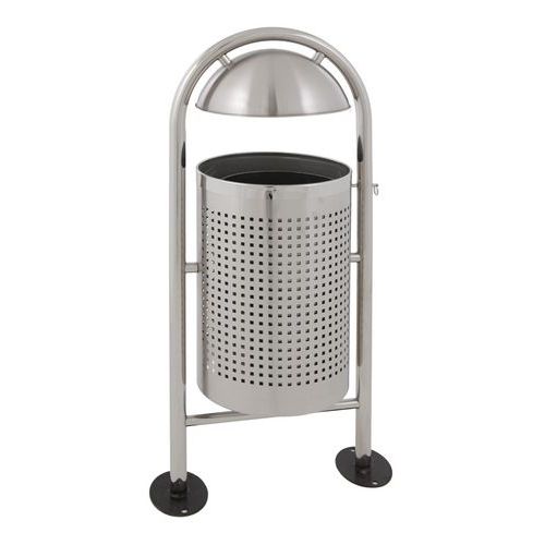 Poubelle Ronde D'extérieur Protégé Pluie 27l Inox Mat