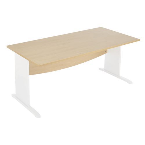 Simmob - Bureau droit Mercure Hêtre/Blanc L 120x80cm - Pieds en L - Éco-responsable - 5 ans Garantie