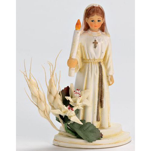 Communiante Cierge En Polystone Fille Hauteur 100mm