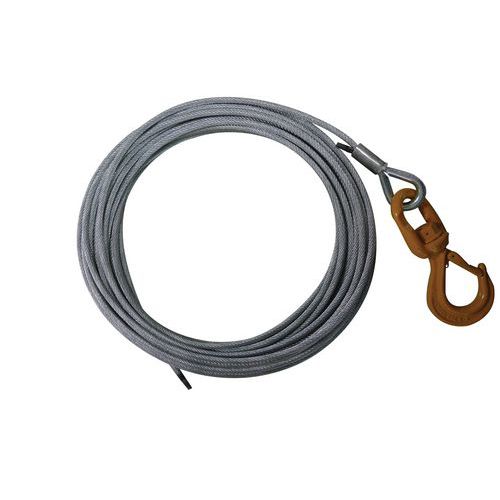 Huchez - Kit câble antigiratoire 5mm x 10m avec boucle et crochet pour treuil - Force 2160 kg