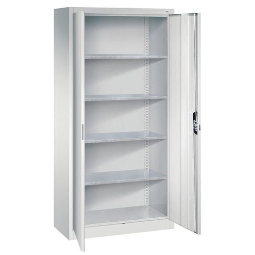CP - Armoire d'atelier à portes battantes - H1950 x L930 x P400 mm - 4 tablettes - Gris - Charge 450 kg