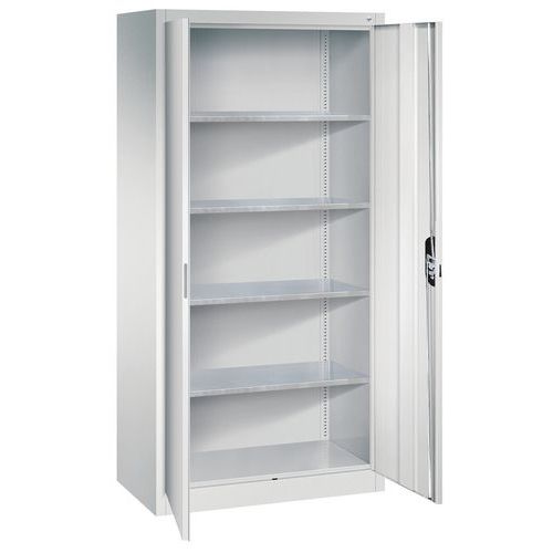 CP - Armoire d'atelier à portes battantes - H1950 x L930 x P500 mm - Gris - 4 tablettes - Charge 450 kg