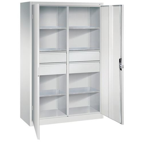 Armoire Hte 6 Tab. 4 Tiroirs L X P = 1200 X 500 Mm Gris 7035