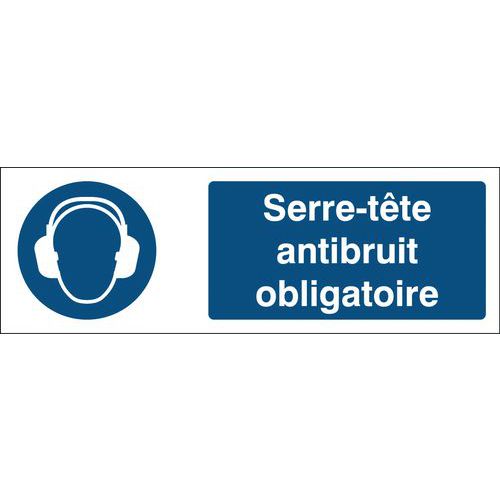Panneau d'obligation - Port d'un serre-tête antibruit obligatoire - Rigide Panneau d'obligation - Port d'un serre-tête antibruit obligatoire - Rigide