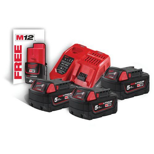 M18 Nrg-503 - Pack Nrj 18v 50 Ah R Red Lithium Système M18 + Offert 1 Batterie M12 20 Ah