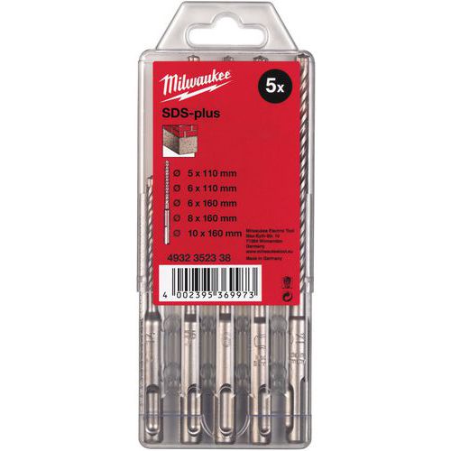 Coffret 5 Forets M2 Sds-plus âŒ€ 5 / 6 X 110 Mm Et âŒ€ 6 / 8 / 10 X 160 Mm.