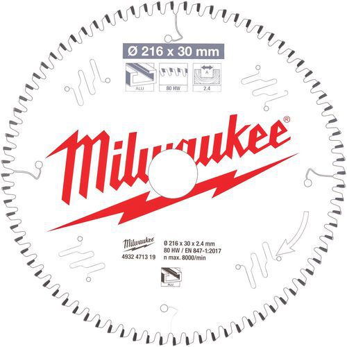 Lame Onglet Alu 216x30x24x80 Plate Neg