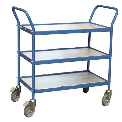 Chariot à Plateaux Bois 150 Kg - 3 Plateaux - Roues Caoutchouc