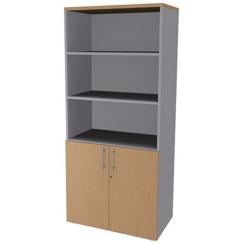 Bibliotheque 2 Portes Basses Aluminium Hetre