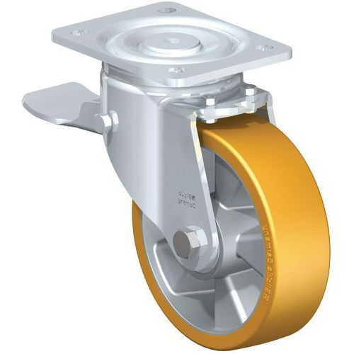 Roulette Pivotante F=500kg D=160 Bdge Poly U + Frein