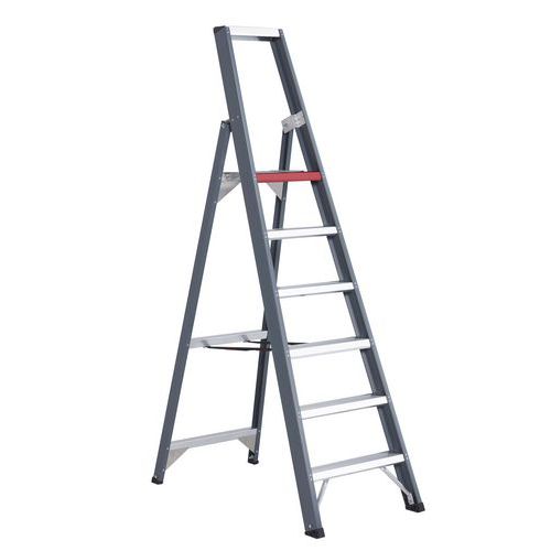 Escabeau Falco Simple Accès 6 Marches Noir Aluminium