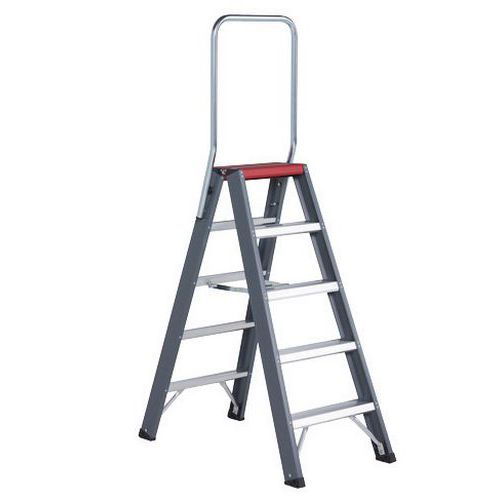 Escabeau Falco Double Accès 5 Marches Noir Aluminium