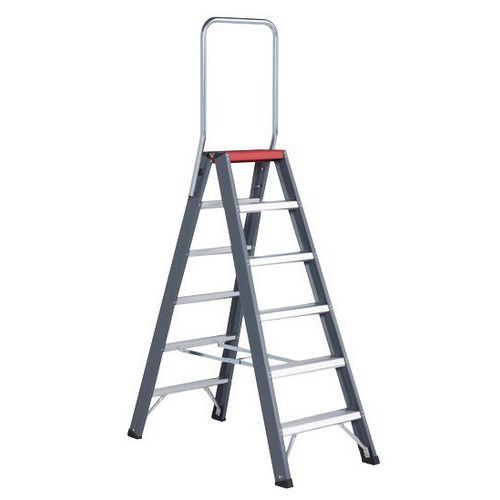 Escabeau Falco Double Accès 6 Marches Noir Aluminium