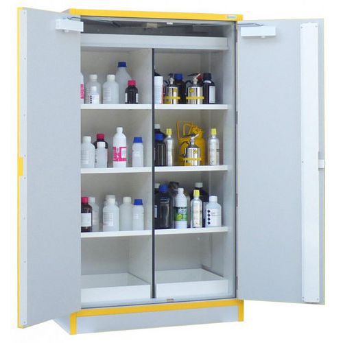 Trionyx - Armoire de sécurité multirisques haute 2 portes 240L - 30 min résistance au feu - Gris/jaune