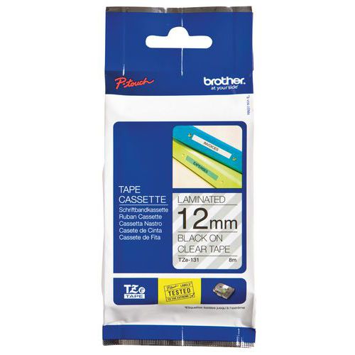 Cassette de ruban pour étiqueteuse Brother - Largeur 12 mm Cassette de ruban pour étiqueteuse Brother - Largeur 12 mm