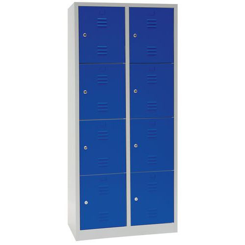 Vestiaire Multicases/socle L=400/ 2 Colonnes 4 Cases/bleu