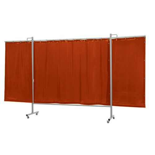 Cepro - Écran mobile pliant orange PVC 2,15m + 2x0,80m - Hauteur 2m - Longueur 3,75m - Protection visuelle et sonore