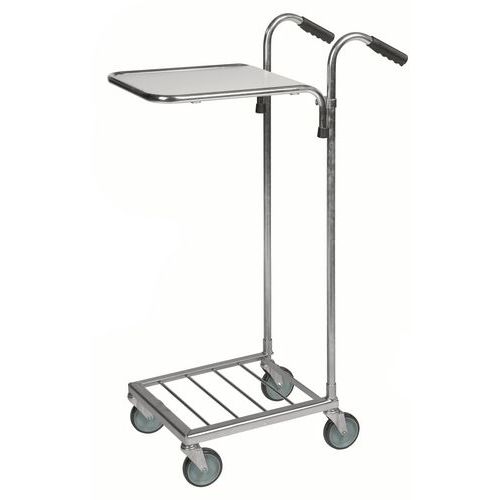 Mini-chariot Gris - 1 Plateau - 4 Roues Pivotantes