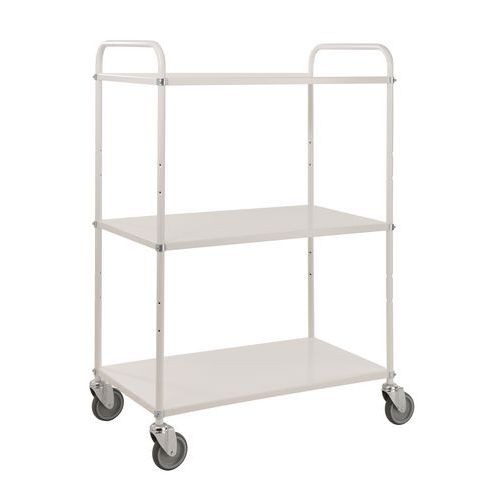 Chariot Métal 3 Tablettes L980xl585xh1445 Mm Blanc
