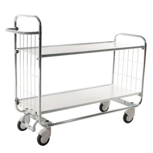 Kongamek - Chariot 2 tablettes réglables - 250 kg - 1120x470x1195mm - Roulettes pivotantes - 5 ans garantie