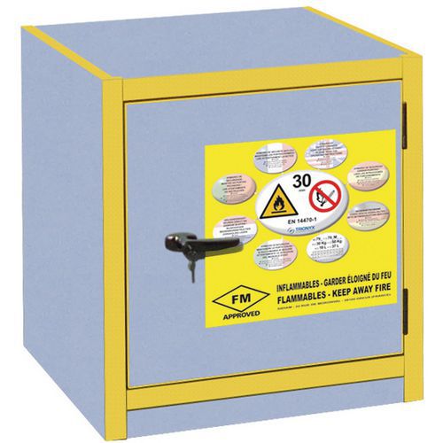 Trionyx - Armoire de sécurité sous paillasse 30 min - 1 porte EN/FM 64 kg - Gris - Pour inflammables/comburants
