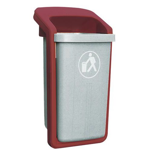 Corbeille D'extérieur Exterieure 50 Litres Gris/rouge Bord Eaux