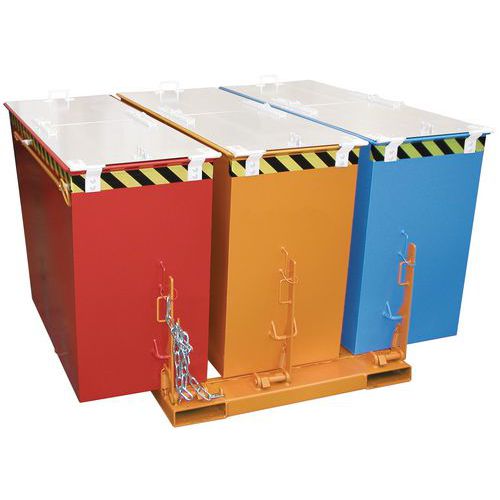 Bauer - Conteneur basculant Trio - 1820L 1500kg - 3 compartiments - Acier - Gestion des déchets