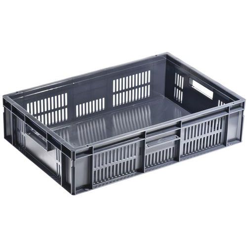 UTZ - Bac gerbable Europe gris 28L - 600x400x150mm - Ajouré, Alimentaire, Recyclé
