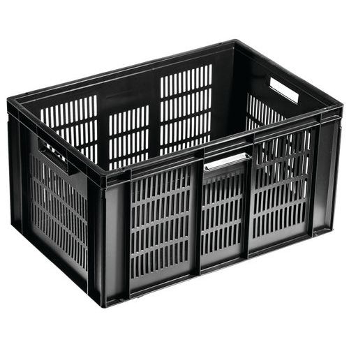 UTZ - Bac gerbable Europe 60L Noir Ajouré 600x400x319mm - 100% Recyclé Éco-responsable