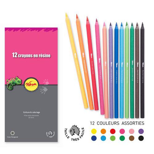 Etui de 12 crayons couleurs 18 cm résine Pichon thumbnail image 1