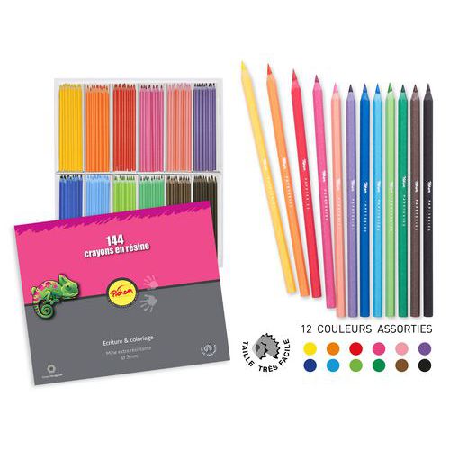 Schoolpack 144 crayons couleurs 18 cm résine Pichon thumbnail image 1