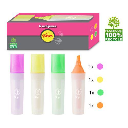 Boite 4 Surligneurs Assortis Pichon