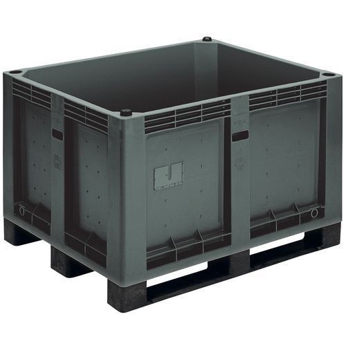 UTZ - Caisse palette rigide 600 L Gris Foncé - 3 patins - Robuste et Éco-responsable
