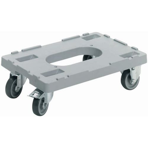 UTZ - Plateau de transport plastique gris 600x400mm - Charge 120kg - Roulettes freinées - Recyclable