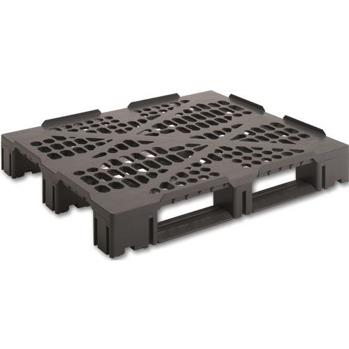 UTZ - Palette noire variable 1200x1000x160mm - Polypropylène 3 semelles - 3000kg statique / 1000kg dynamique - Recyclée 100%