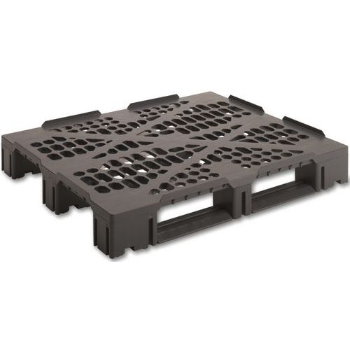 UTZ - Palette plastique noire 1200x1000mm - 3 semelles - 1500kg charge dynamique/statique - Recyclée et recyclable