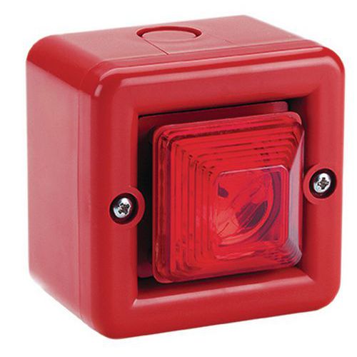 Mini Sirène 100db Feu Led 24vcc Optique Rouge Ip66